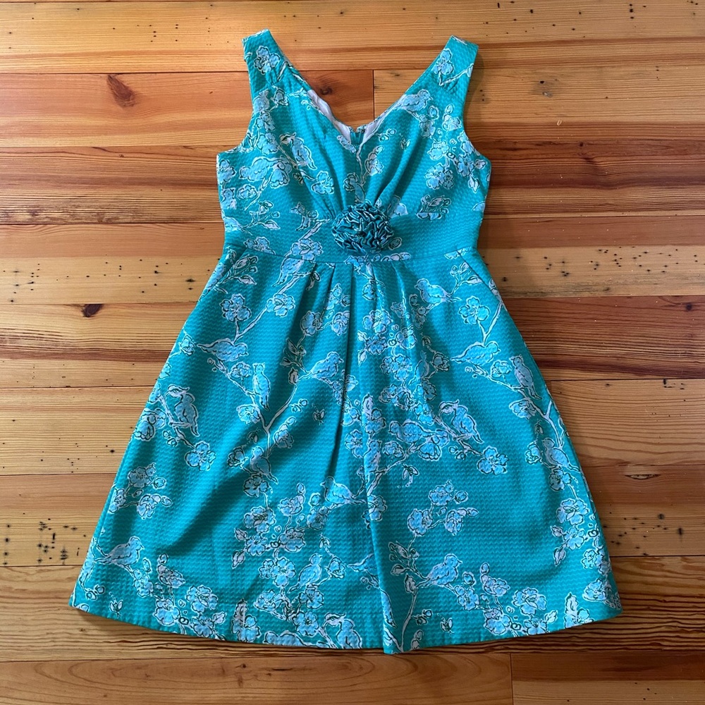 Lilly Pulitzer Green Floral/Bird Dress size 10